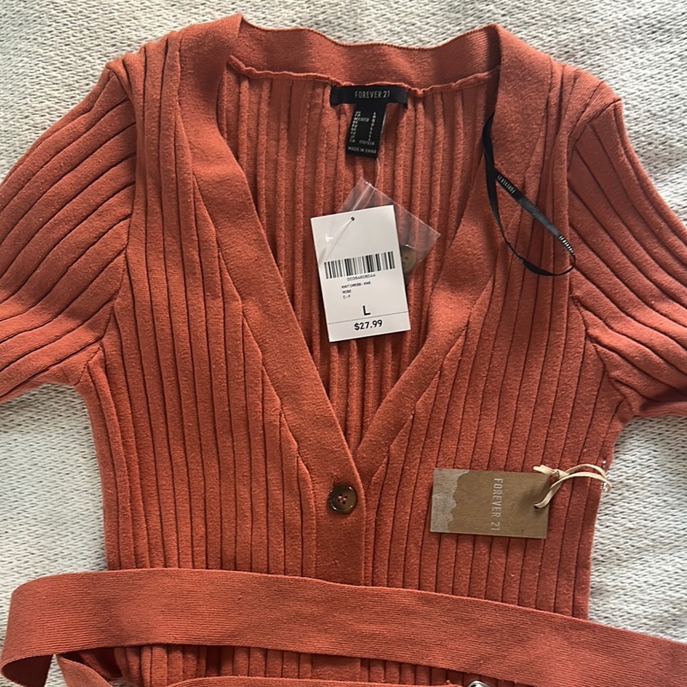 Forever 21 Women's Orange Ribbed Sweater